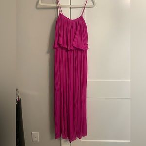 Hot pink pleated jumpsuit